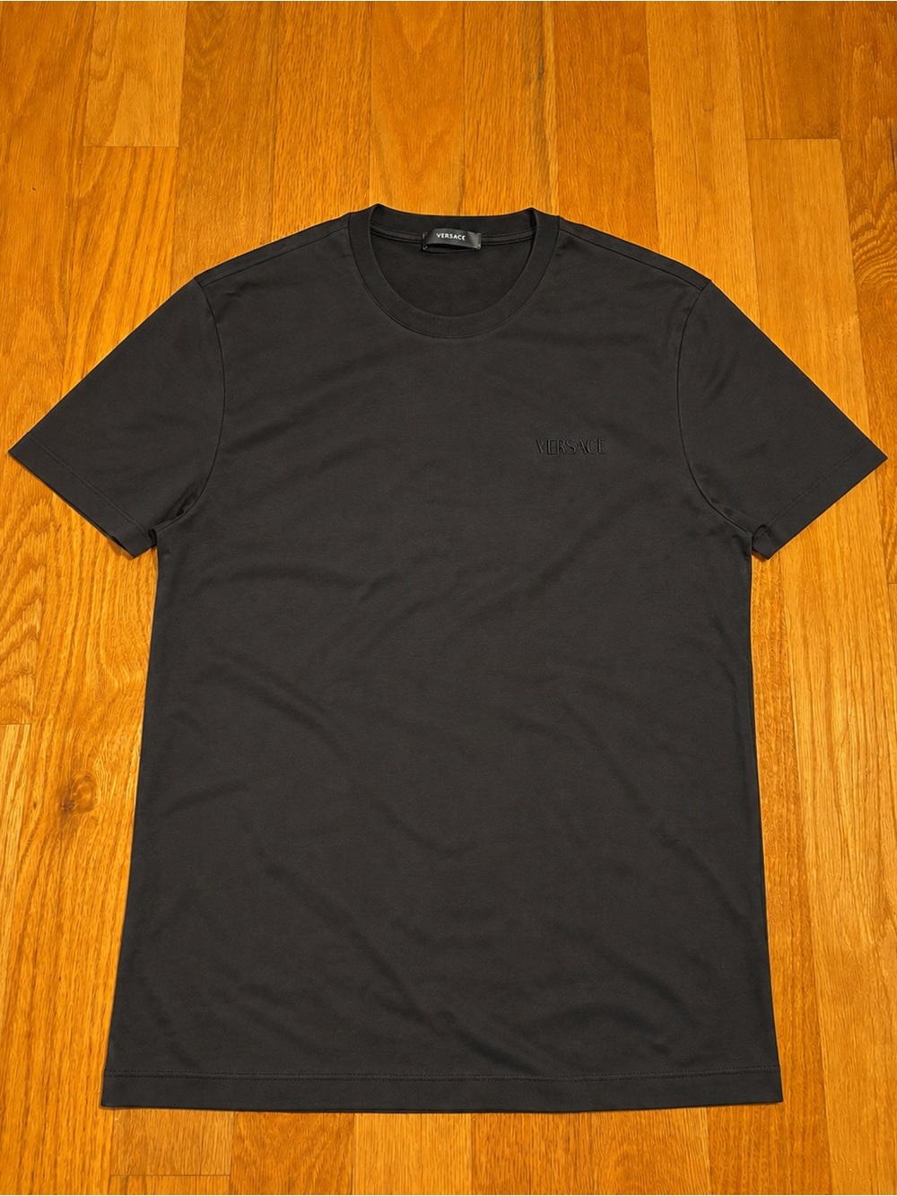 Versace Embroidered Black on Black Spellout Tshirt
